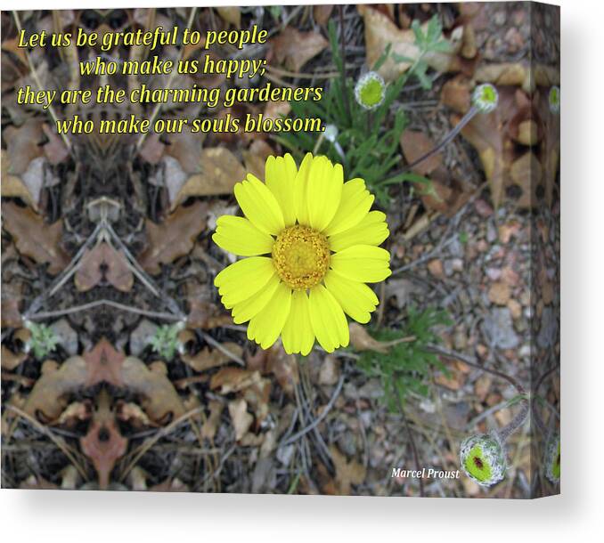 Gratitude Canvas Print featuring the digital art Be Grateful To People Who Make Us Happy by Julia L Wright