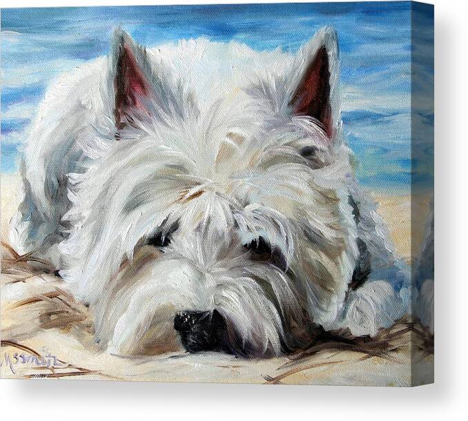 Art Canvas Print featuring the painting Beach Bum by Mary Sparrow