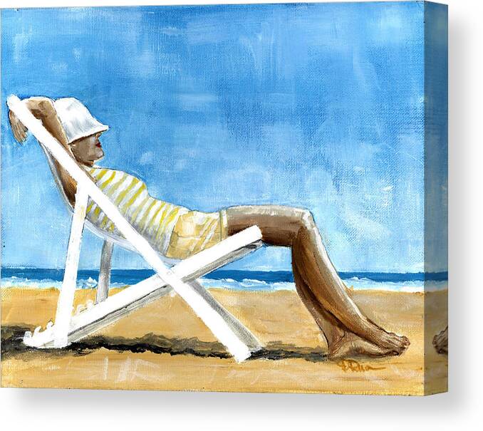 Beach Canvas Print featuring the painting Beach Day by Debbie Brown