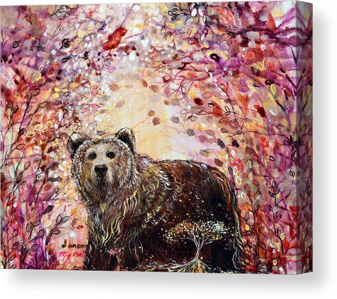 Bear Canvas Print featuring the painting Bear with a Heart of Gold by Ashleigh Dyan Bayer
