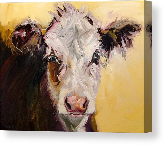 Cow Art Oil Painting Canvas Print featuring the painting Bed Head Cow by Diane Whitehead