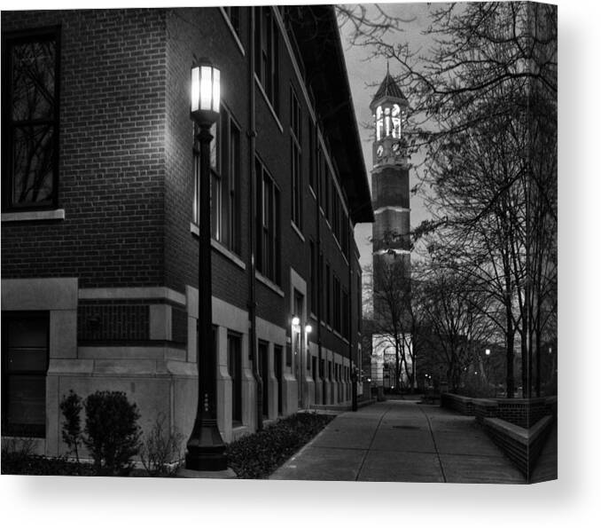 Purdue Canvas Print featuring the photograph Bell Tower at Night by Coby Cooper