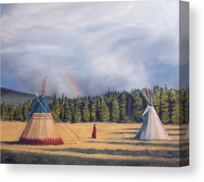 Oil Canvas Print featuring the painting Between two lodges by Todd Cooper