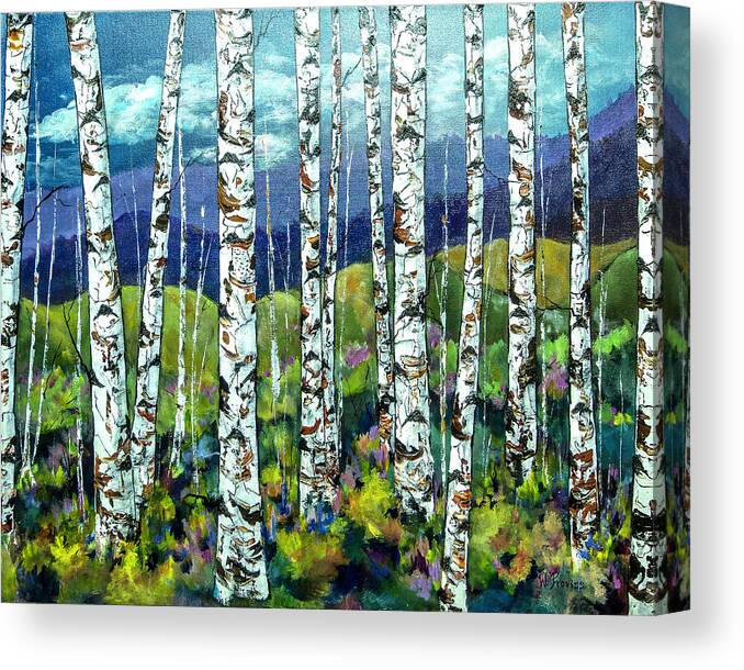 Trees Canvas Print featuring the painting Beyond the Birch by Wendy Provins