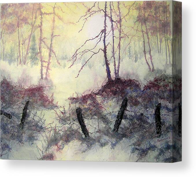 Watercolor Canvas Print featuring the painting Beyond the Fence by Carolyn Rosenberger