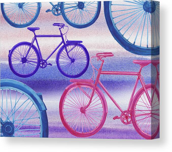 Pink Bicycle Canvas Print featuring the painting Bicycle Dream I by Irina Sztukowski