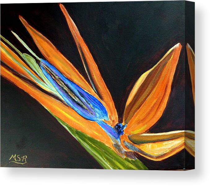 Bird Of Paradise Canvas Print featuring the painting Bird of Paradise 2 by Maria Soto Robbins