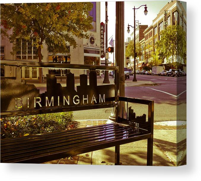 Birmingham Canvas Print featuring the photograph Birmingham Bench by Just Birmingham