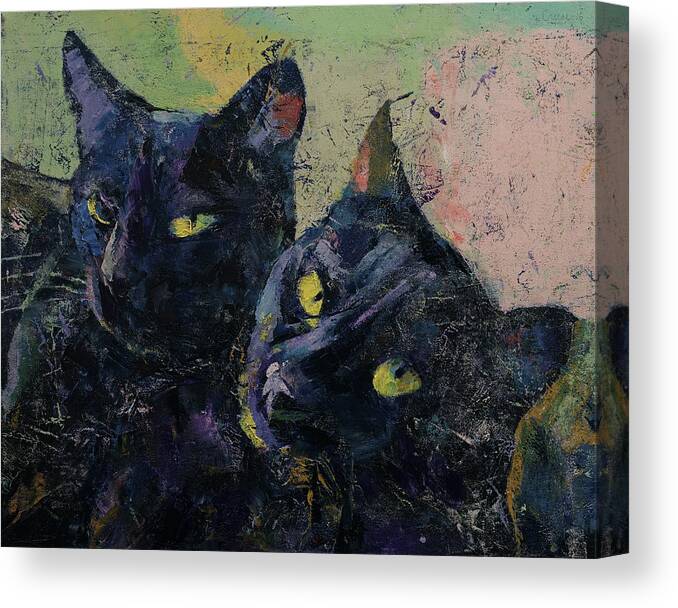 Abstract Canvas Print featuring the painting Black Cats by Michael Creese