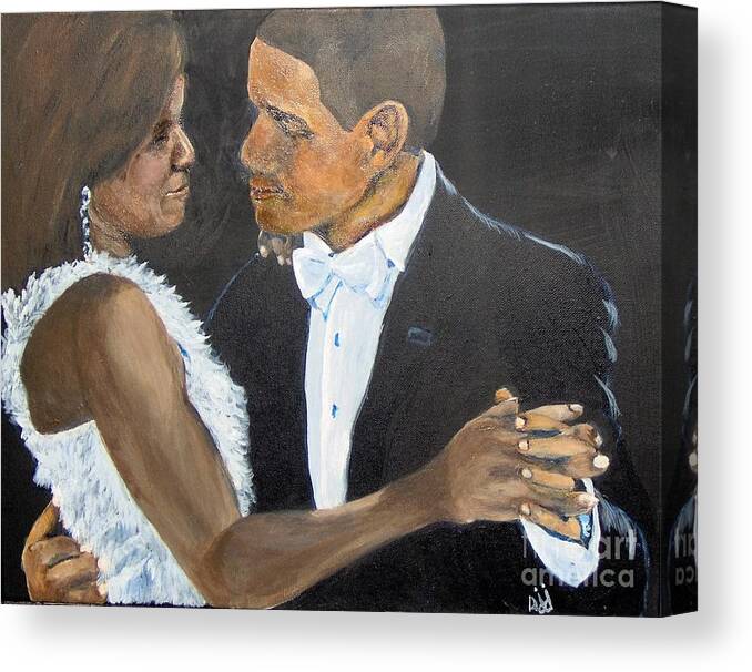 Barack Obama Canvas Print featuring the painting Black Love is Black Power by Saundra Johnson