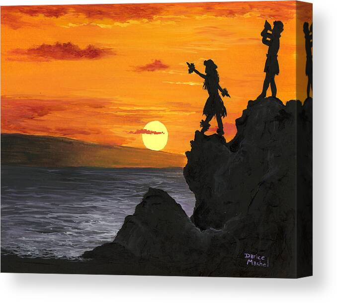 Darice Canvas Print featuring the painting Black Rock Maui by Darice Machel McGuire