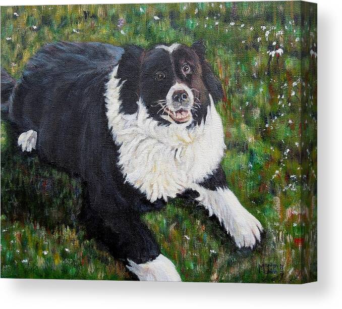 Dog Canvas Print featuring the painting Blackie by Marilyn McNish