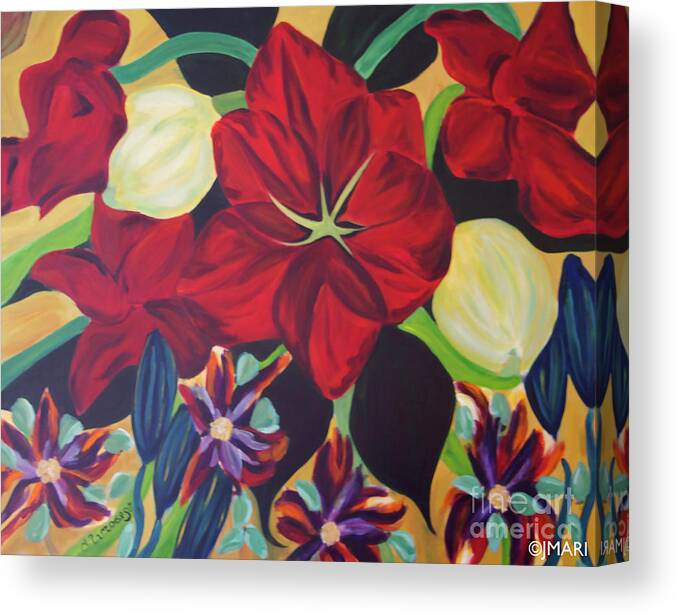  #flower Canvas Print featuring the painting Bloom by Jacquelinemari