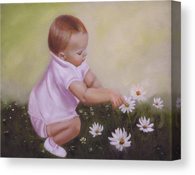 Baby Canvas Print featuring the painting Blossom among the Flowers by Joni McPherson