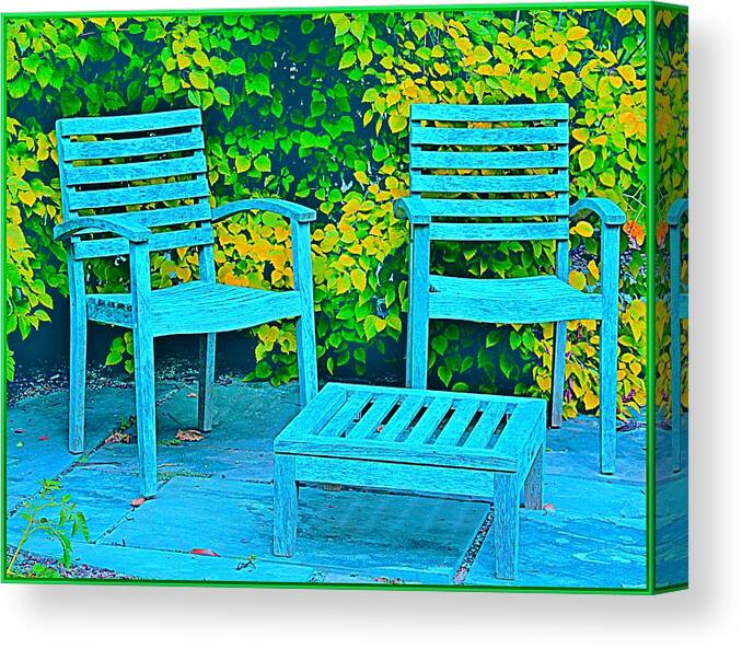 Chairs Canvas Print featuring the photograph Blue Chairs by Mindy Newman
