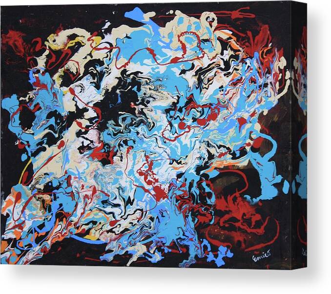 Abstract Expressionism Canvas Print featuring the painting Blue Dragon by Art Enrico