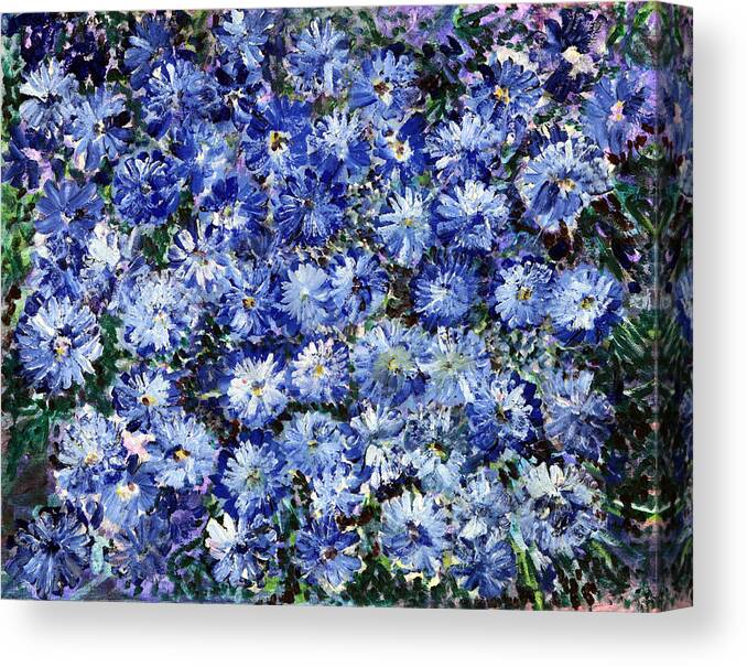 Acrylic Paint Canvas Print featuring the painting Blue Flowers by Don Wright