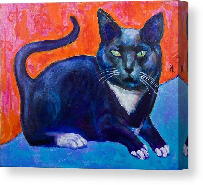 Cat Canvas Print featuring the painting Blue by Maxim Komissarchik
