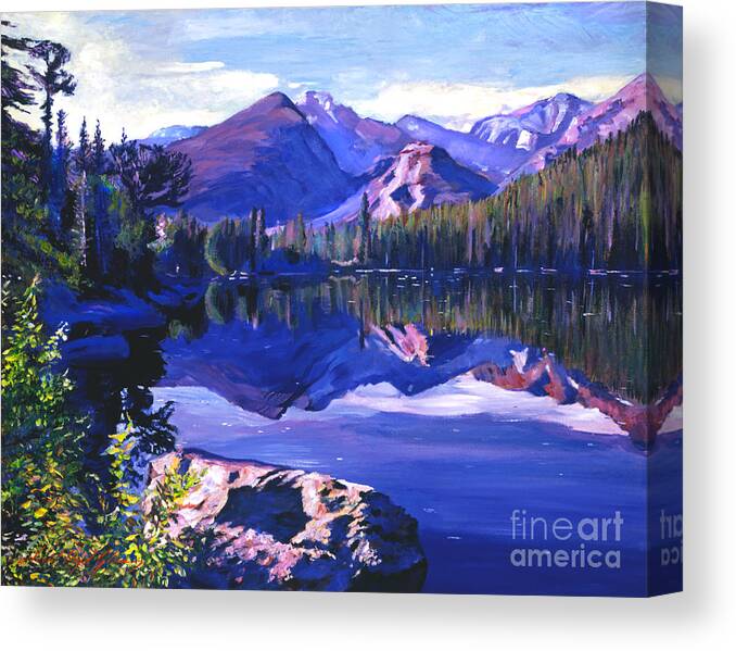 Lakes Canvas Print featuring the painting Blue Mirror Lake by David Lloyd Glover