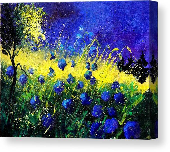 Flowers Canvas Print featuring the painting Blue Poppies by Pol Ledent