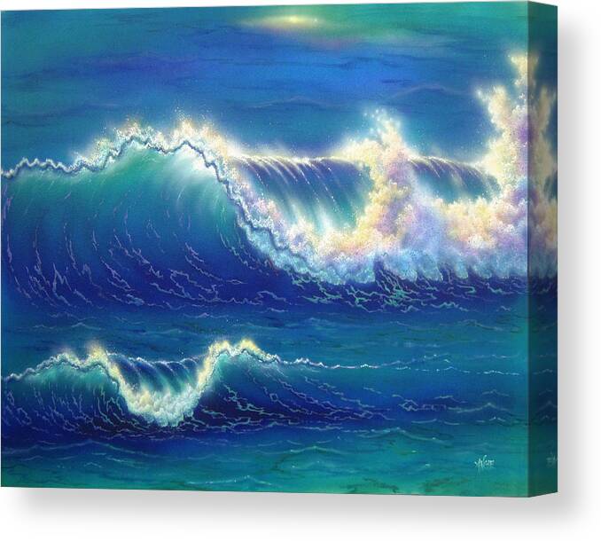 Seascape Canvas Print featuring the painting Blue Thunder by Angie Hamlin