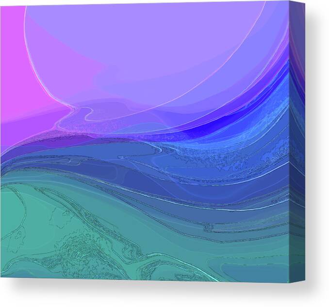 Abstract Canvas Print featuring the digital art Blue Valley by Gina Harrison