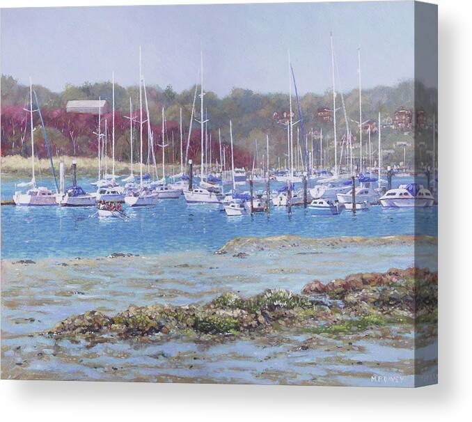 Boats Canvas Print featuring the painting Boats at Hamble Marina by Martin Davey