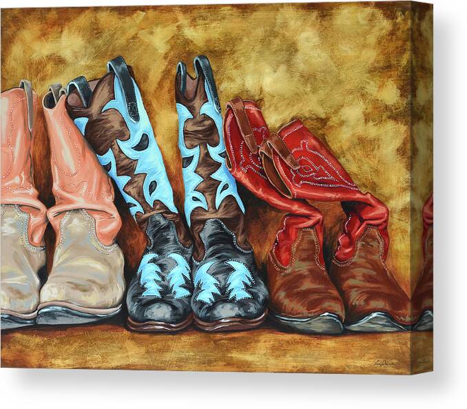 Western Canvas Print featuring the painting Boots by Lesley Alexander