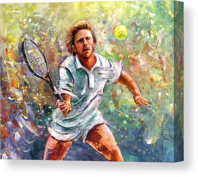 Sport Canvas Print featuring the painting Boris Becker by Miki De Goodaboom