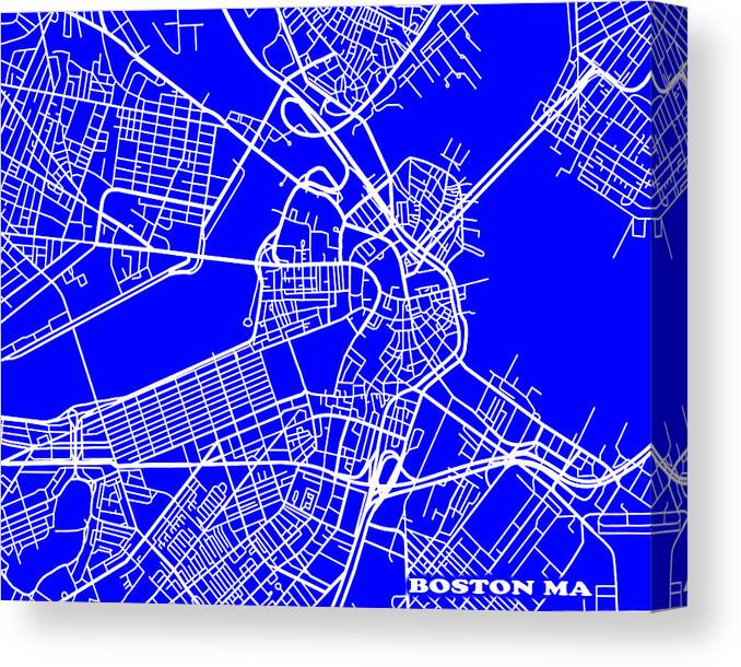 Boston Canvas Print featuring the photograph Boston Massachusetts City Map Streets Art Print  by Keith Webber Jr