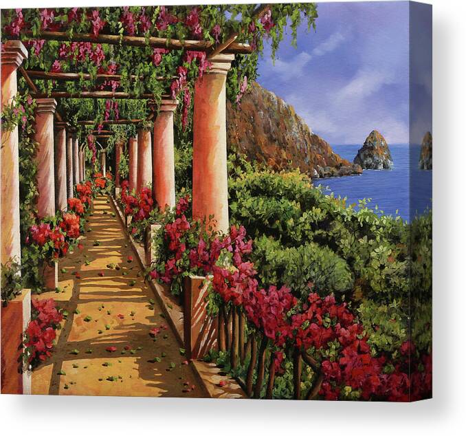 Buganville Canvas Print featuring the painting Bouganville Sul Golfo by Guido Borelli