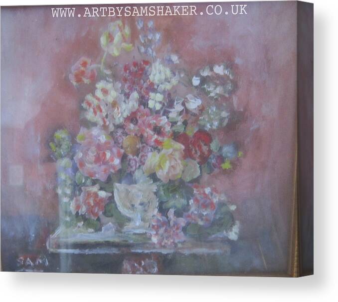 Bouquet Of Flowers Canvas Print featuring the painting Bouquet of flowers by Sam Shaker