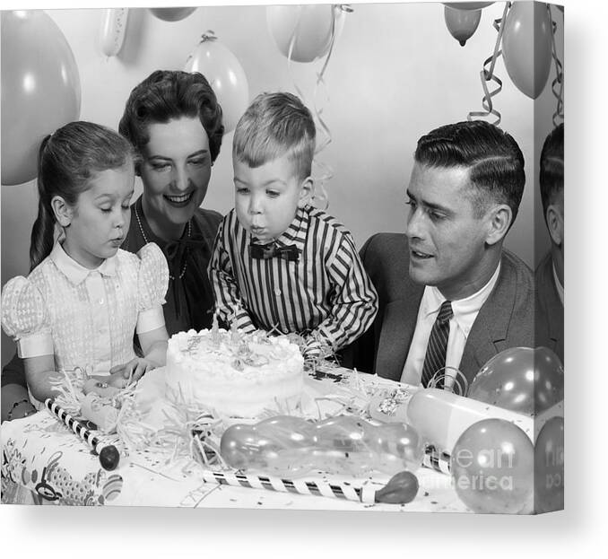 1950s Canvas Print featuring the photograph Boys Second Birthday Party, C.1950s by H. Armstrong Roberts/ClassicStock