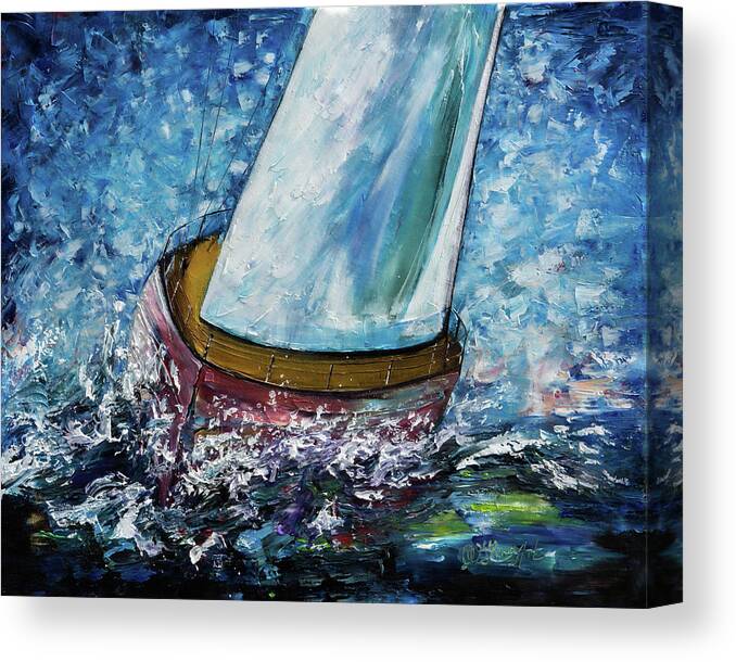 Breeze On Sails - 2 Canvas Print featuring the painting Breeze on Sails -2 by OLena Art by Lena Owens - Vibrant DESIGN