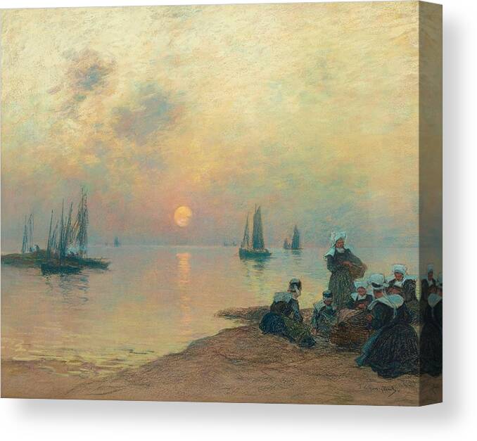 Fernand Legout-grard Canvas Print featuring the painting Breton Coastal Landscape at Sunset by Fernand Legout