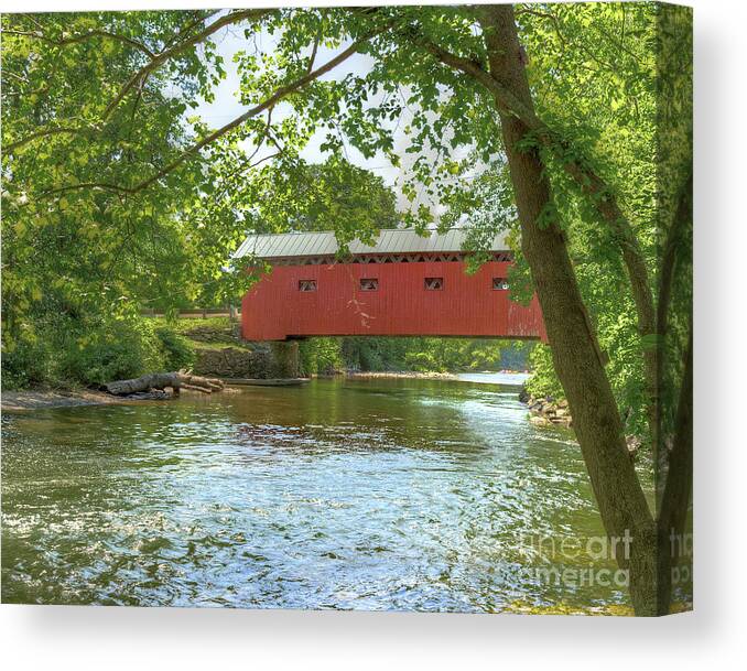 Summer Canvas Print featuring the photograph Bridge at the Green by Rod Best