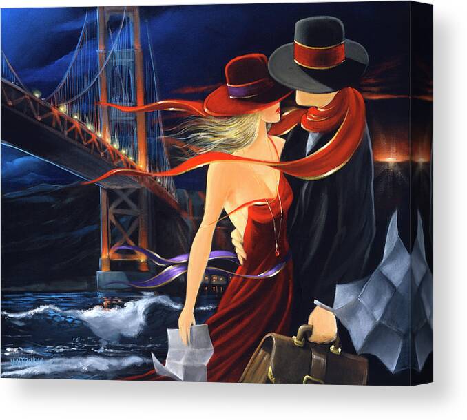  Canvas Print featuring the painting Bridge over Troweled Water by Victor Ostrovsky