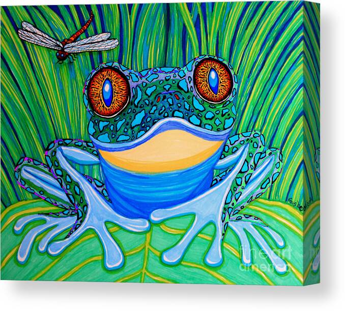 Frog Canvas Print featuring the drawing Bright Eyes 2 by Nick Gustafson