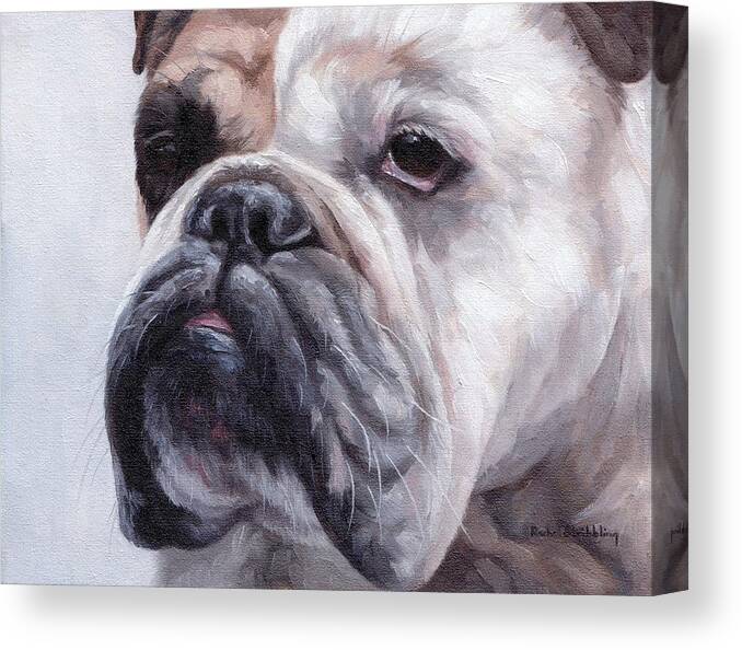 Dog Canvas Print featuring the painting British Bulldog Painting by Rachel Stribbling