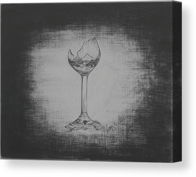 Broken Glass Canvas Print featuring the drawing Broken Glass series #3 by Gregory Lee