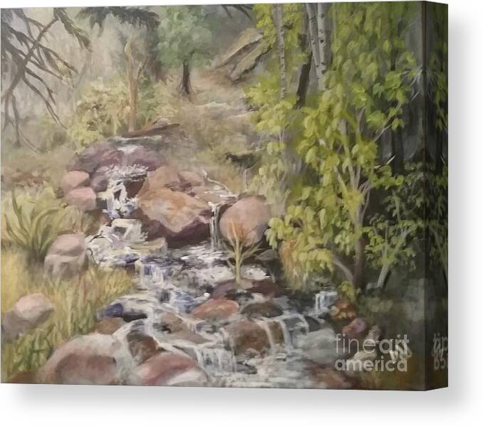 Brook Canvas Print featuring the painting Brook by Saundra Johnson