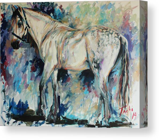 Horse Canvas Print featuring the painting Caballo by Tachi Pintor