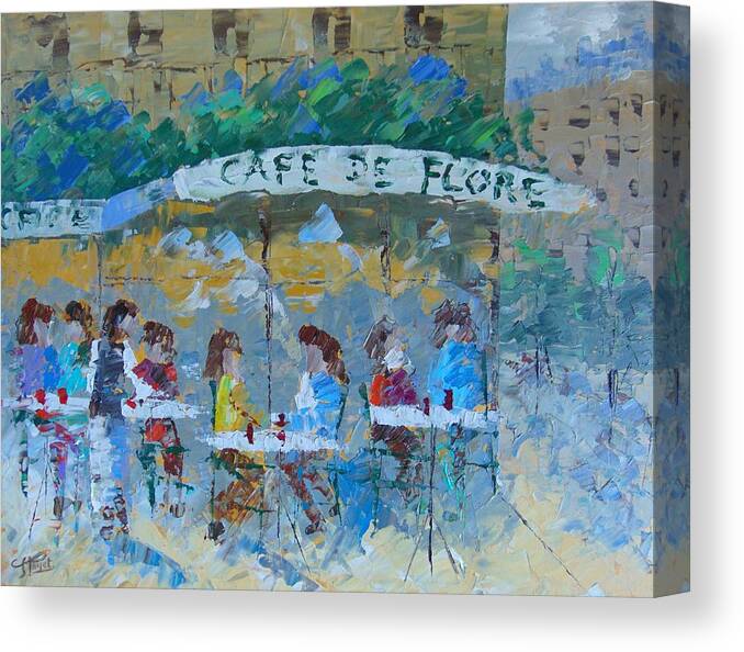 Landscape Canvas Print featuring the painting Cafe de Flore by Frederic Payet