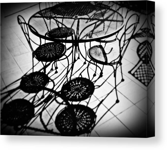 Cafe Canvas Print featuring the photograph Cafe table shadows by Perry Webster