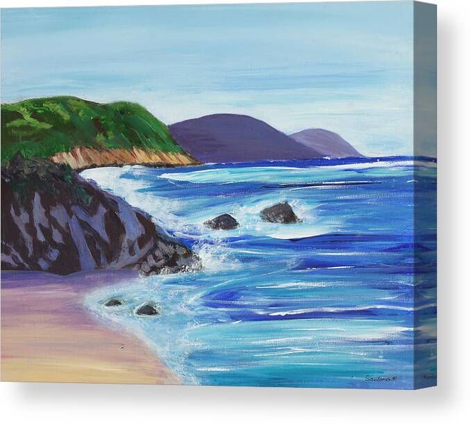 Peaceful Canvas Print featuring the painting California Coast 16 x 20 by Santana Star