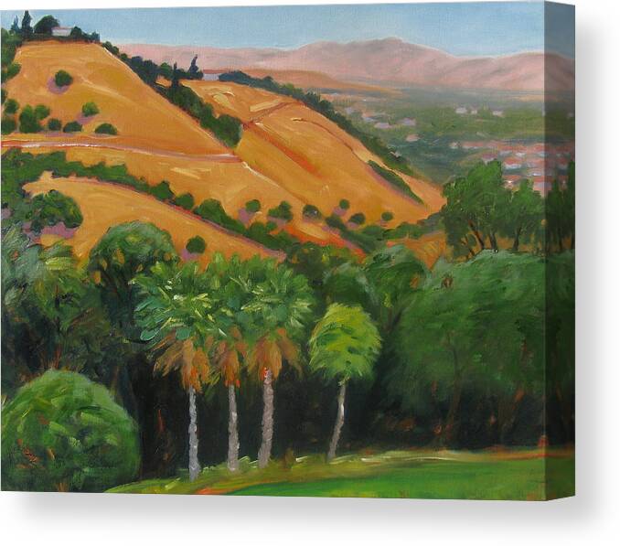 Golden Hills Canvas Print featuring the painting California View by Gary Coleman