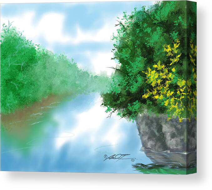 Calm Canvas Print featuring the painting Calm River by Dale Turner