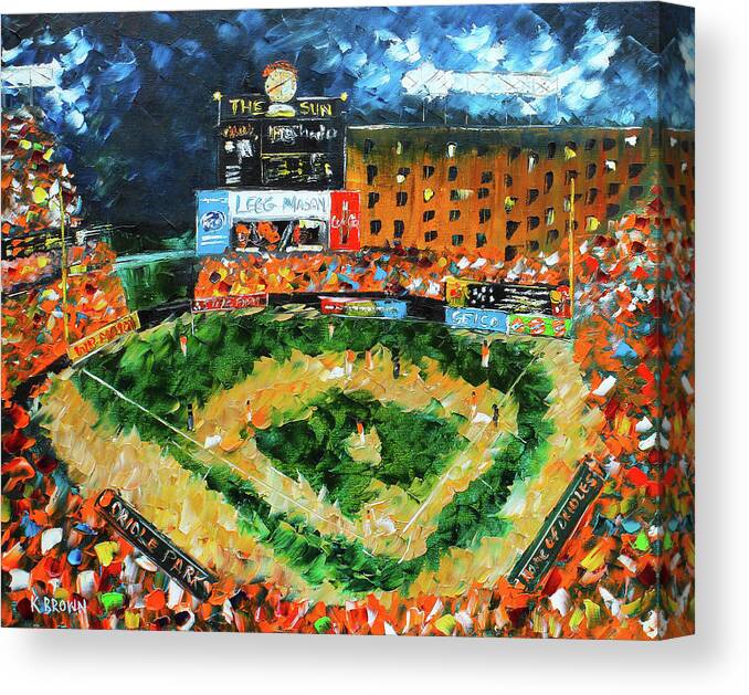 Baseball Canvas Print featuring the painting Camden Yards by Kevin Brown