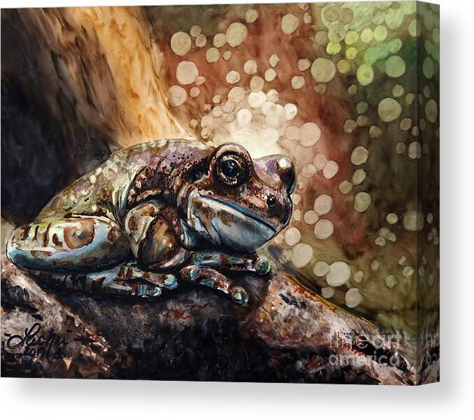 Frog Canvas Print featuring the drawing Camouflage by Lachri