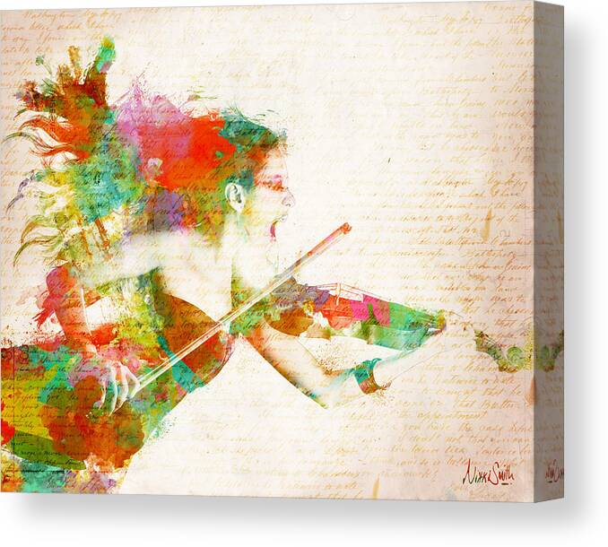 Violin Canvas Print featuring the digital art Can You Hear Me Now by Nikki Smith